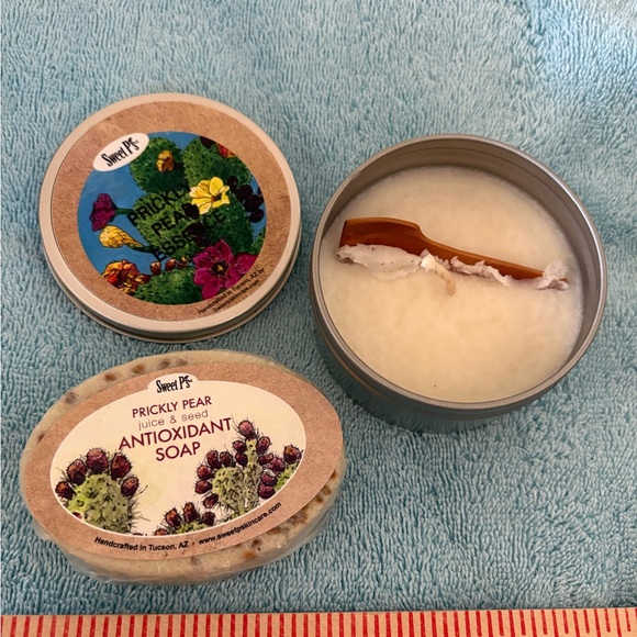 Sweet P’s Skincare Prickly Pear Juice and Seed Antioxidant Hand Soap and Candle - Picture 1 of 4